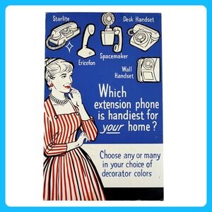 1960s Vintage Telephone Cardboard Advertising Sign 21" Mid Century MCM Woman USA